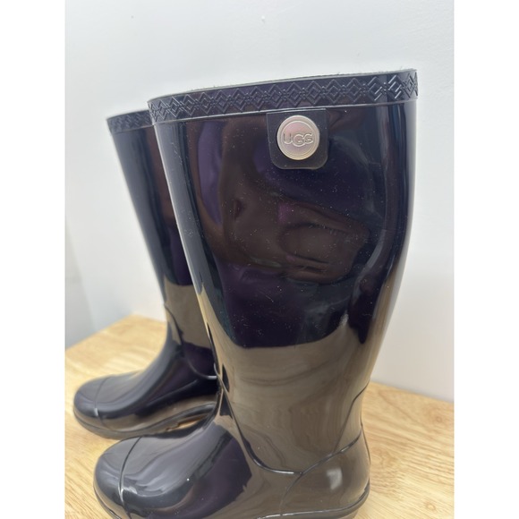 UGG Womens Shaye Rain Snow Sheepskin‎ Insole Boot Black NWOT Size 6 #54 - Picture 3 of 9